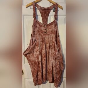 Cecico Women's Tie-Dye Overall Dress in Burned Orange Sz L